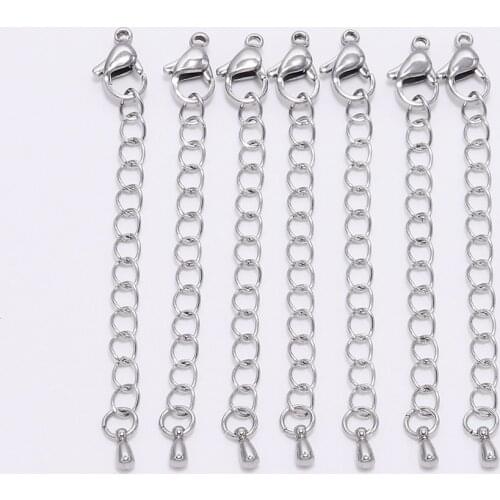 10pcs/lot Stainless Steel Extended Extension Chain Lobster Clasps Connector For Jewelry Making Findings DIY Bracelet Necklace