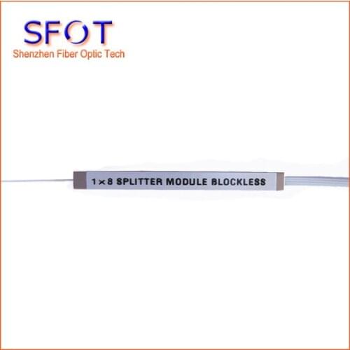 10pcs/lot, 1*8 Ports Blockless PLC Fiber Optic Splitter, steel tube type, 1m length, without connectors