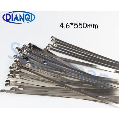 100pcs 4.6x550mm 4.6*550mm 4.6mmx550mm Latching Self-Locking Stainless Steel Zip Cable Tie Lock Tie Wrap cable ties 201 304 316