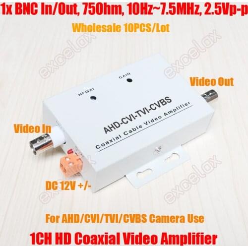 10PCS/Lot 1 Channel In Out AHD CVI TVI CVBS HD Coaxial Cable Video Amplifier Signal Extender CCTV Security Camera Coax Booster
