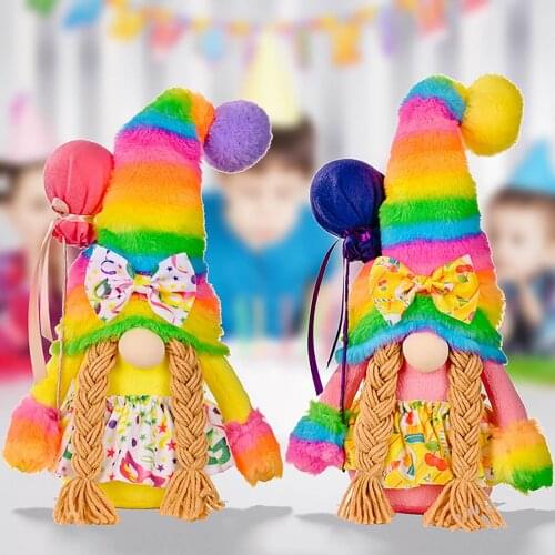 2pc Colorful Faceless Doll Soft Plush Stuffed Doll Toys Kids Gift Decoration Party Faceless Dolls Rainbow Rudolph Dolls