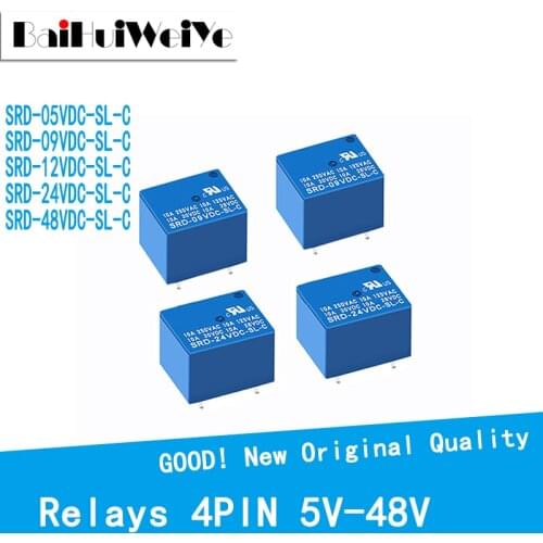 5PCS Relays 4PIN SRD-05VDC-SL-C SRD-09VDC-SL-C SRD-12VDC-SL-C SRD-24VDC-SL-C SRD-48VDC-SL-C DC 5V 12V 24V 48V Power Relays