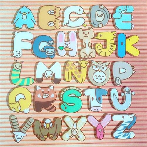 50pcs 26 English Capital Letters Animal Letter Flatback Planar Resins DIY Crafts Embellishments for Home Decoration Accessories