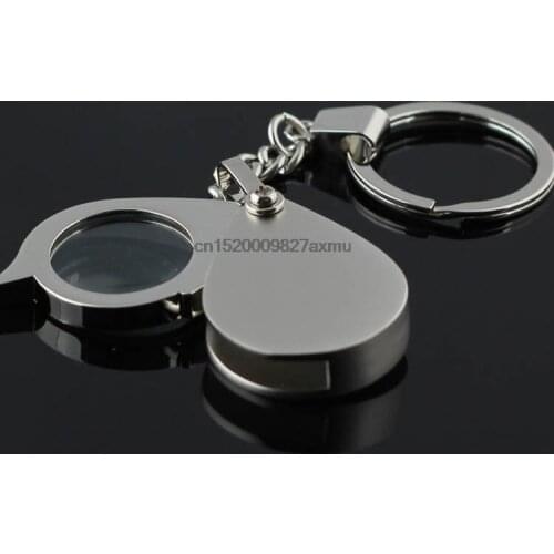 50PCS 8X Folding Key Ring Magnifier with Key Chain Daily Magnifying Glass Tool Portable Pocket Daily Magnifying lupa Tool