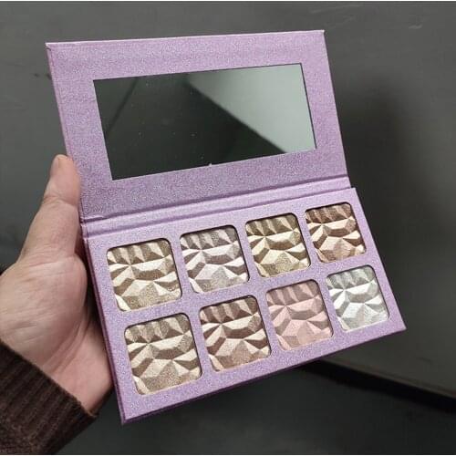8 Colors Super Flash Diamond Highlighter Palette Private Label Bronzer Body Shimmer stereoscopic Contouring Powder Brightening