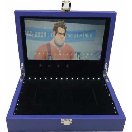 Free shipping wood box video Brochure 7inch Universal Video Greeting Card 4GB watching booklet box for Advertising business