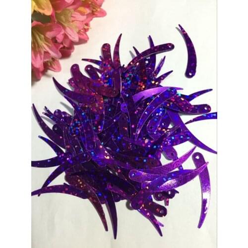 1000pcs Chilli Ivory Shape Sequins 5*32 mm PVC Flat For Crafts Garment Decoration Paillette 1 Hole Laser Purple