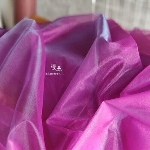 Lustre Glazed Tulle Fabric Rose Pink DIY Background Doll Decor HanFu Stage Skirt Gown Veil Wedding Dress Designer Fabric
