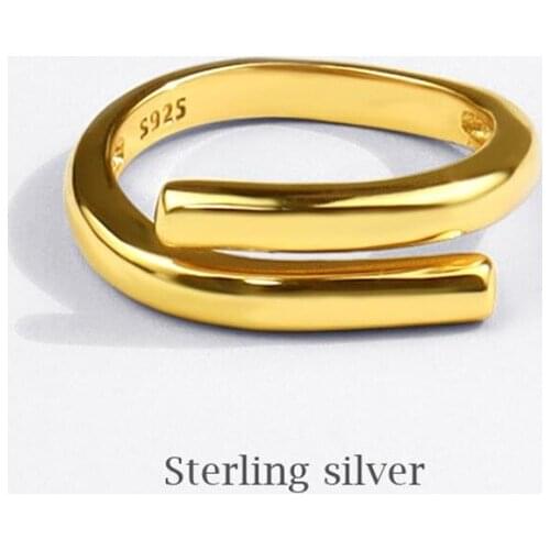Sole Memory Hip Hop Shiny Simple Personality 925 Sterling Silver Female Resizable Opening Rings SRI746