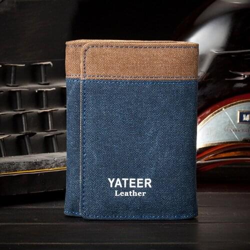 Mens Short Tri-Fold Canvas Wallet Wallet