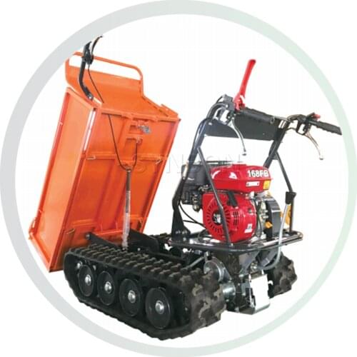 Electric Start Gasoline Trolley Crawler Dump truck Telescopic Carriage Mini transporter 500kg