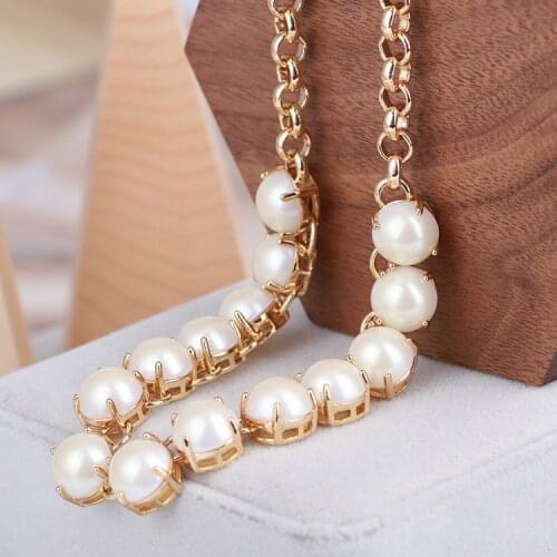 European and American inlaid single row white pearl gold-plated fashion simple short necklace
