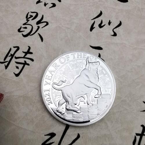The Year Of Ox Silver Coin Twelve Zodiac Ox Bull Cattle Souvenirs Coins Medal Christmas GIFTS