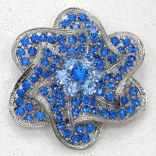 Blue Rhinestone Flower Pin brooches C2091 B