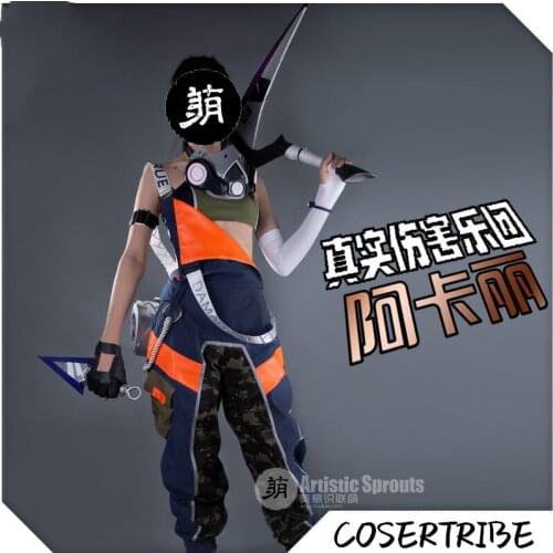 Game LOL Akali Real Damage Band Uniform Daily Dress Cosplay Costume Full Set+Maks+Shose+Acc Halloween Free shipping New 2019