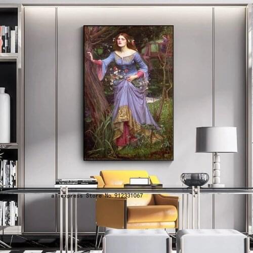 Famous Artwork Lady Ophelia By William Waterhouse Canvas Painting Posters and Prints Wall Art Pictures for Home Decoration
