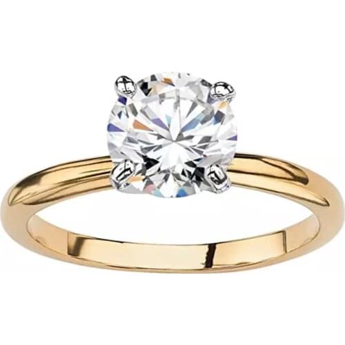 Classic 4 claws 14K Yellow Gold white gold Moissanite Ring VVS1 Round Cut Engagement Anniversary Ring