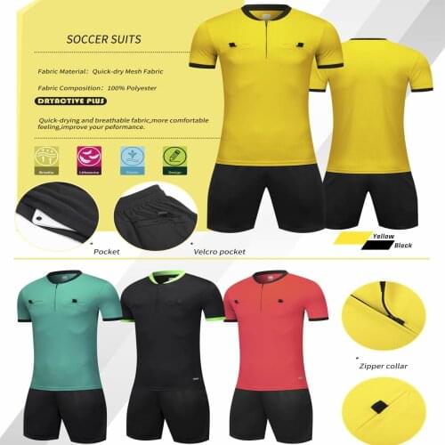 Adult Soccer Jersey Set Referees Uniform Short Sleeve Set Football Shirt Sportswear Training Suits