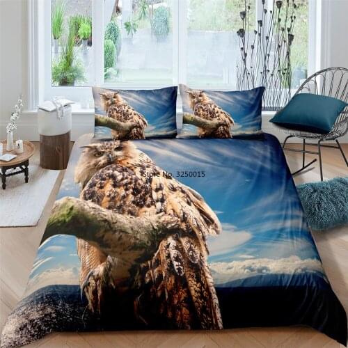 Bedding Set Owl Majestic Animal Duvet Cover Bedding Queen King Size Bedding Comforter Set US/UK/AU Size for Home Textiles