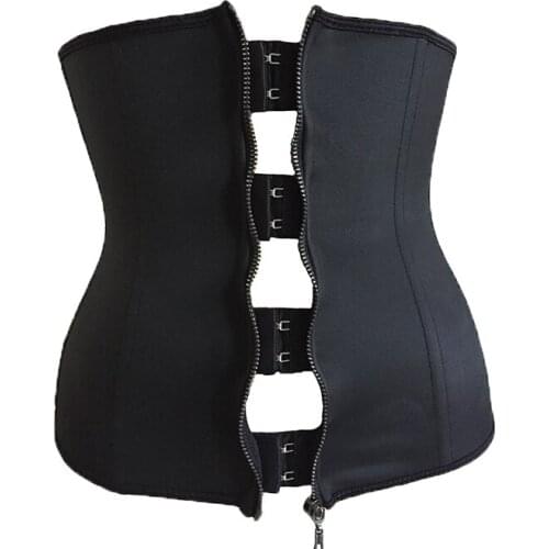 Women Latex Waist Trainer Body Shaper Corsets with Zipper Cincher Corset Top Slimming Belt Black Shapers Shapewear Plus Size