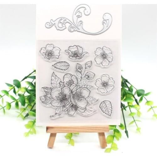 KSCRAFT Flowers Clear Silicone Stamps And Cutting Dies for DIY Scrapbooking/Card Making/Kids Fun Decoration Supplies