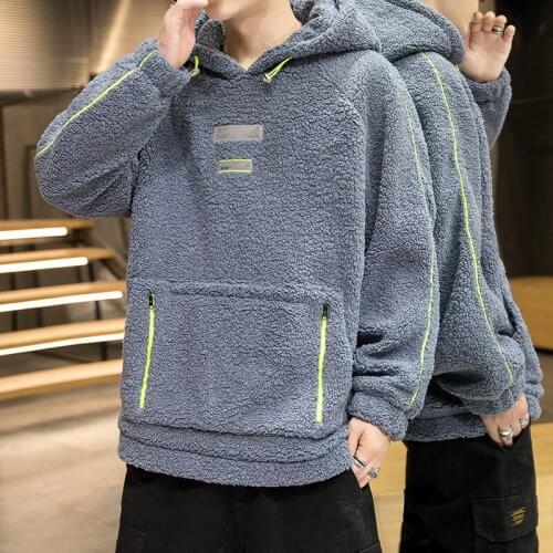 Winter Warm Fleece Coats Mens Outwear New Korean Style Coat Mens Cotton Padded Jacket Plush Fleece Hoodies