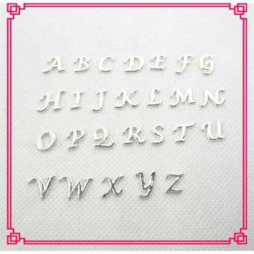 Hot Selling 130pcs gold Mix A-Z letters Alphabets Floating Charms Living Glass Memory Floating Locket Charm DIY Jewelry