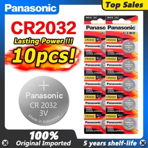10pcs Original Brand for PANASONIC cr2032 DL2032 ECR2032 5004LC KCR2032 BR2032 3v button cell coin lithium batteries for watch