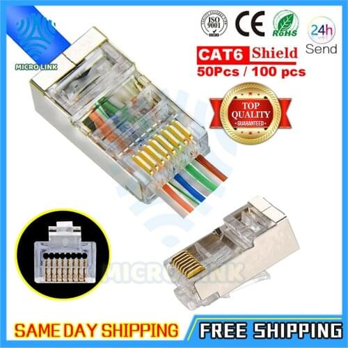 Lot End Pass Though RJ45 shielded connector cat5e Cat6 network plug rj45 adapter