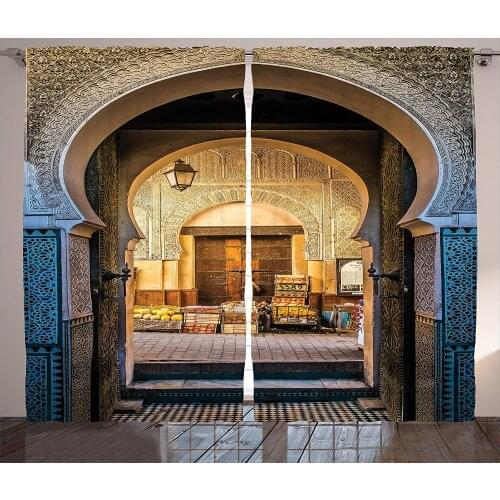 Moroccan Curtains Decor Typical Moroccan Door to Old Medina Mediterranean Historical Arch Entrance Living Room Window Drapes