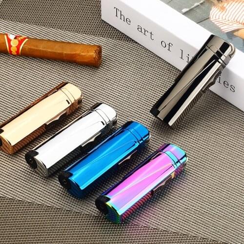 Jobon Metal Gas Flint Lighter Jet Butane Grinding Wheel Three Torch Turbo Lighters Cigarettes Accessories Cigar Smoking Lighters