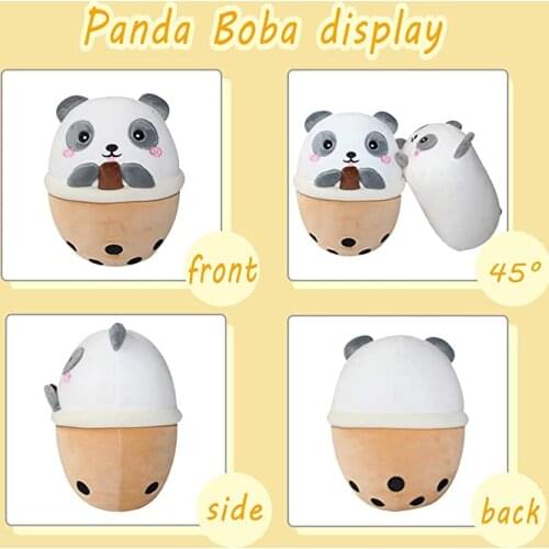 Cute Panda Boba Plush Stuffed Squishy Bubble Tea Plush Cup Animal Soft Cartoon Hugging Toy Gift for Bedding Kawaii Pillow