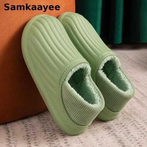 Size 36-45 Mens Home Slippers Winter Womens Bedroom Shoes Couples Cotton Short Plush Solid Flats Anti-Skid Warm Zapatillas Y22