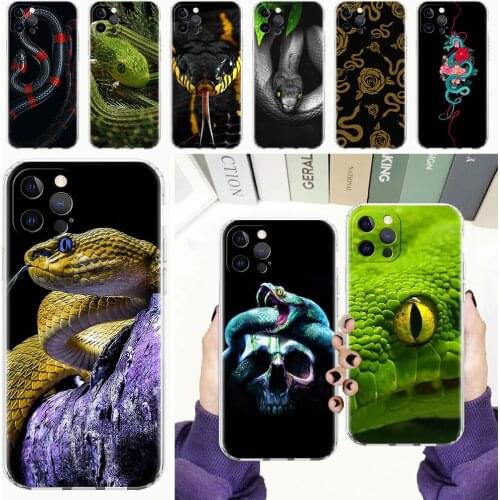 Animal The Snake And Case for Apple iPhone 11 12 Pro Max 7 8 Plus SE 2020 XR X XS 6 6S Transparent Fitted Soft Phone Cover Funda