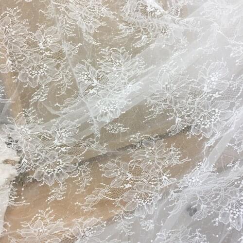 Little Stiff Tough Touch Feeling Sequins French Tulle Mesh Net Lace Fabric DIY Wedding Dress Flower Lady Dress Lace Fabric