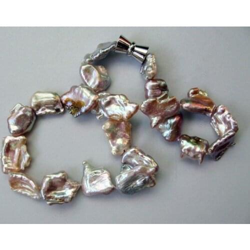 Newest Gorgeous Extra Large Lavender Biwa Freshwater Pearl Nuggets Necklace