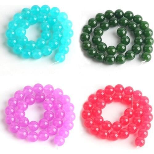 Wholesale Chalcedony Jades Natural Stone Beads Diy Bracelet Necklace Round Loose Beads For Jewelry Making 4 6 8 10 12 mm 15