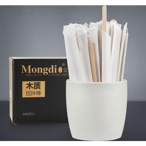 5.5inch Wooden Natural Individually Pack Coffee Stirring Stick Wooden Disposable Milk Tea Milk Powder Honey Stirring Stick
