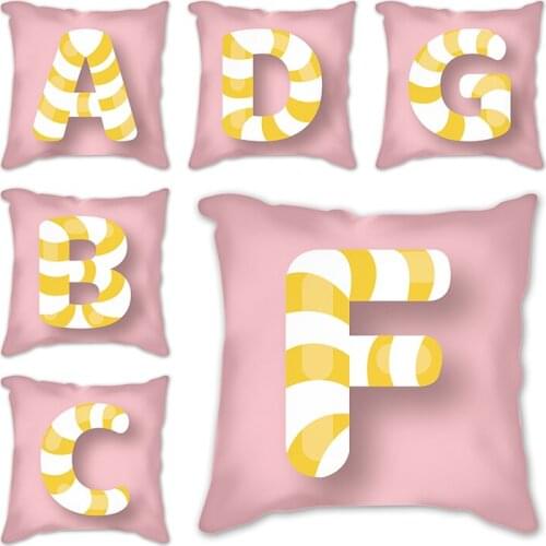 Polyester pink Alphabet Cushion Cover Linen Pillow Cover Home Decorative Letter Pillow Case Party Sofa Cushion Cover Pillow