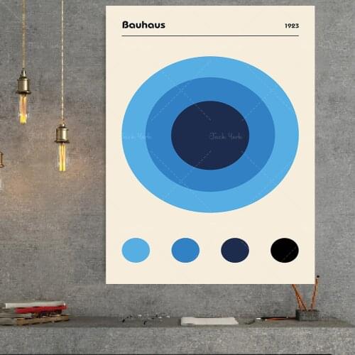 Bauhaus Blue Color Circles Bauhaus poster, 100 years Bauhaus Exhibition print, Art exhibition poster, Home Decor Accessories