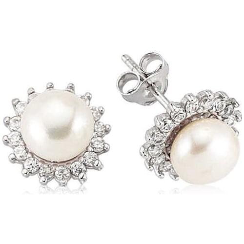 Tevuli 925 Sterling Silver Pearl Flower Women 'S Earrings