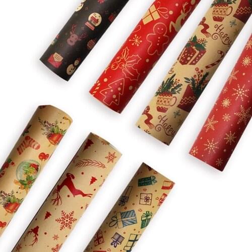 1 Roll Gift Wrapping Paper Xmas Tree Snowflake Christmas Decorations for Home Birthday Party Wedding Christmas DIY Craft Paper