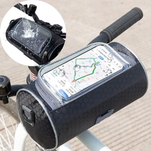 Cycling Bag Bicycle Bike Head Tube Handlebar Cell Mobile Phone Bag Storage Bags Holder Screen Phone Mount Bags Case Touch Screen