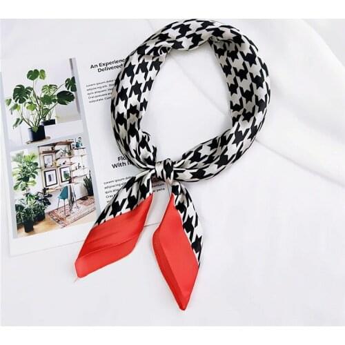 Yishine 70*70 CM New Women Multifunction Polyester Silk Scarf Elegant Pattern Printed Satin Small Square Wraps Scarves Shawl