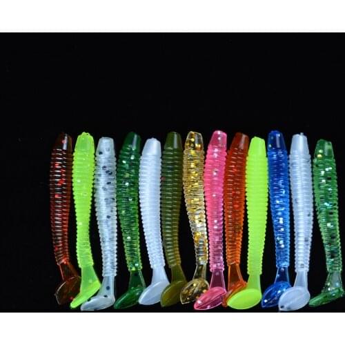 YUZI 6Pcs Fishing lure Soft bait Wobbler Worm Isca Artificial bait 0.65g 4.5cm carp minnow Earthworm Fishing Lures LE054