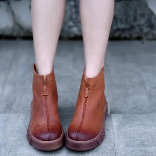 Artmu Original 2019 New Martin Boots Spring and Autumn Womens Boots Flat Bottom Leisure Genuine Leather Handmade Ankle Boots