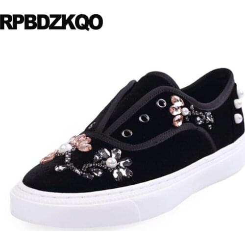 Sneakers Elevator Diamond 5 Women Black Harajuku Pearl Crystal Velvet Slip Resistant Trainers Muffin Creepers Platform Shoes