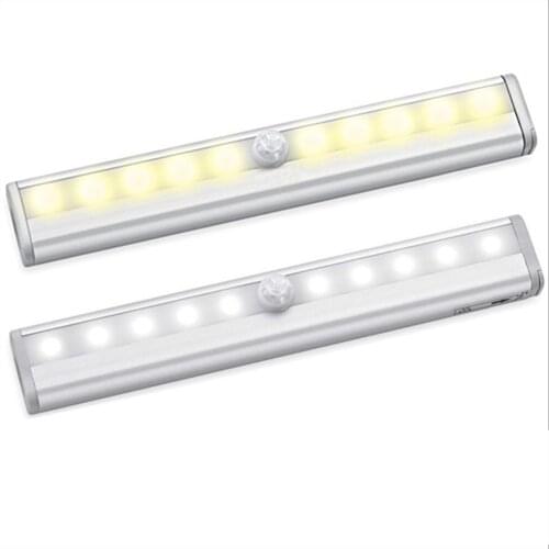 10 LED Closet Light USB Rechargeable Under Cabinet Lightening Stick-on Motion Sensor Wardrobe Light with Magnetic Strip