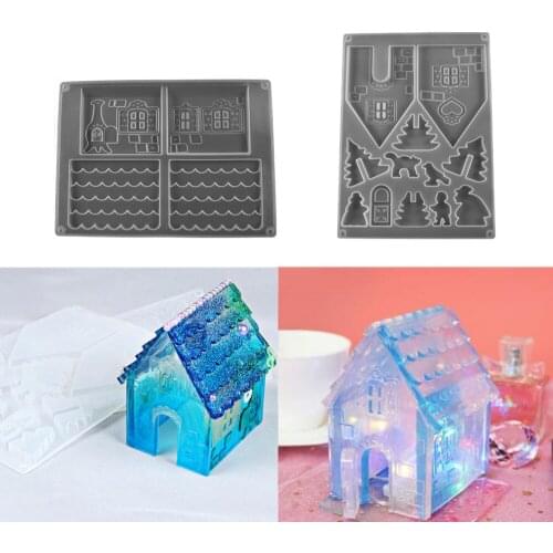 2Pcs/set Christmas House Silicone Molds Creative House Mold for DIY Carfts UV Crystal Epoxy Resin Jewelry Making Handmade Tools