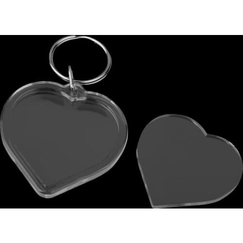 20pcs Acrylic Photo Keychain Custom Frames, Personalized Snap in Insert Clear Blank DIY Picture Frames - Heart Shaped